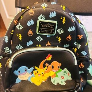 Loungefly Black Pokémon Kids Backpack with Pikachu and Friends
